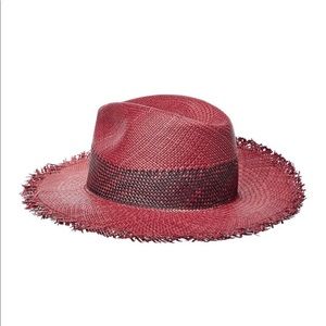 Rag & Bone Panama Red Straw Hat M/L Like New $295